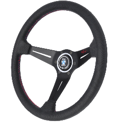 NARDI/ナルディ SPORTS（スポーツ） タイプラリー 限定レッドロゴモデル 34φパンチングレザー/ブラックスポーク/レッドクロスステッチ 商品番号：N921